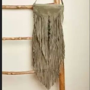 Earthbound black suede fringe crossbody